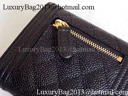 Chanel Matelasse Bi-Fold Wallet Black Cannage Patterns A48980 Gold