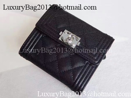 Chanel Matelasse Bi-Fold Wallet Black Cannage Patterns A48980 Silver