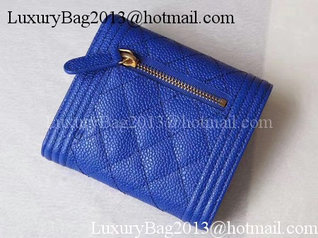 Chanel Matelasse Bi-Fold Wallet Blue Cannage Patterns A48980 Gold