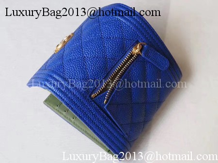 Chanel Matelasse Bi-Fold Wallet Blue Cannage Patterns A48980 Gold