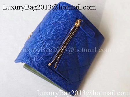 Chanel Tri-Fold Wallet Cannage Pattern Leather A48981 Blue