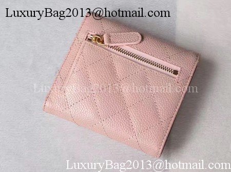 Chanel Tri-Fold Wallet Cannage Pattern Leather A48981 Pink