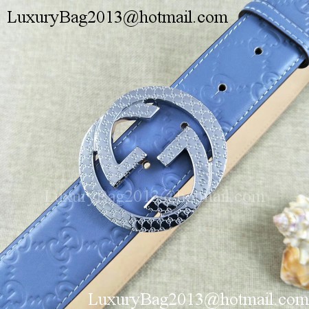 Gucci 38mm Leather Belt GG57099 Blue