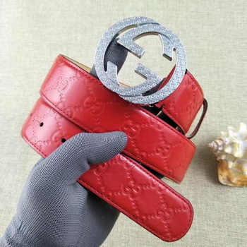 Gucci 38mm Leather Belt GG57099 Red