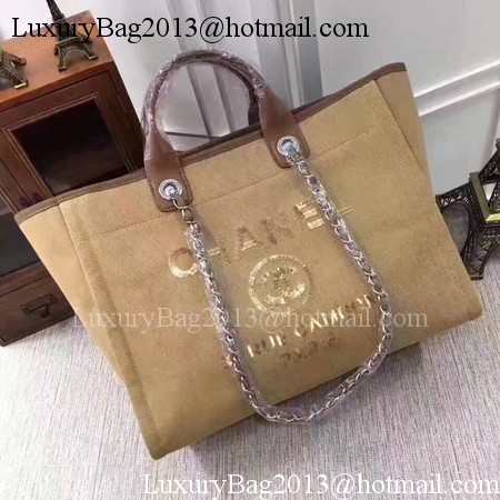 Chanel Canvas Tote Shopping Bag A68046 Apricot