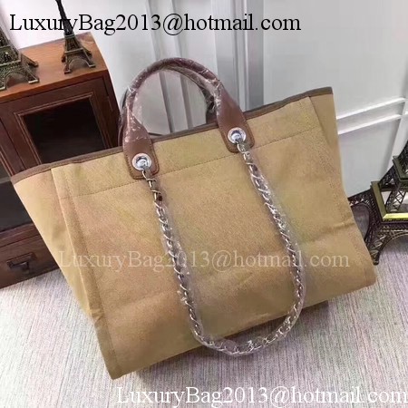 Chanel Canvas Tote Shopping Bag A68046 Apricot