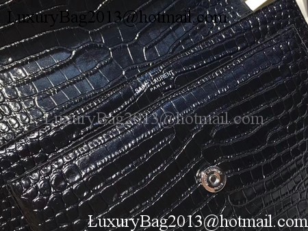 Yves Saint Laurent Croco Leather Cross-body Shoulder Bag Y00931 Black
