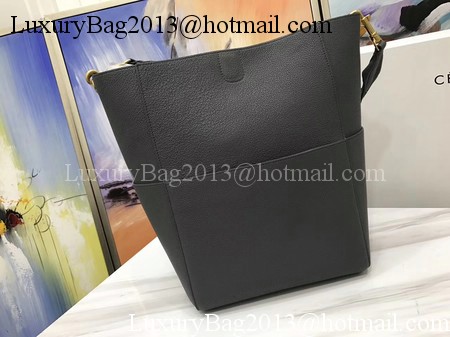 CELINE Sangle Seau Bag in Litchi Leather C3371 Grey