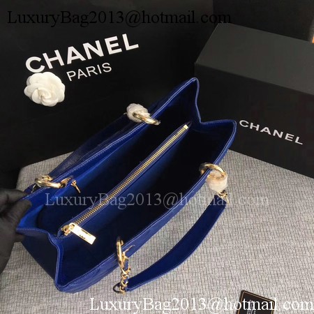 Chanel LE Boy Grand Shopping Tote Bag GST Blue Cannage Pattern A50995 Gold