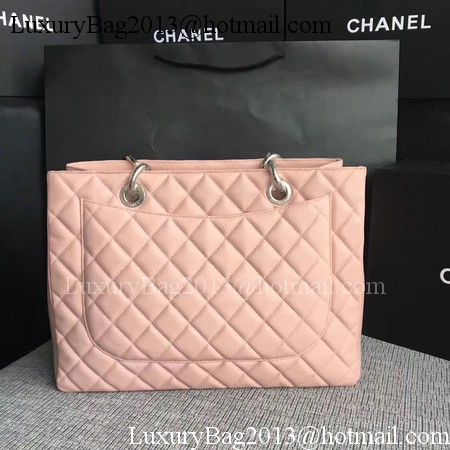 Chanel LE Boy Grand Shopping Tote Bag GST Pink Cannage Pattern A50995 Silver