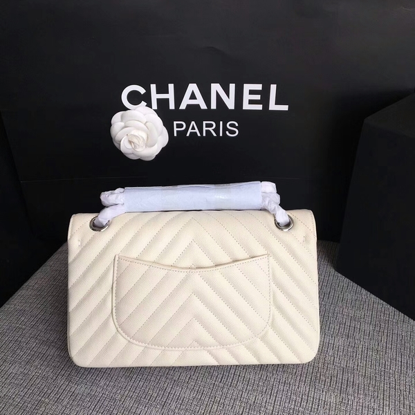 Chanel Flap Shoulder Bags White Original Calfskin Leather CF1112 White