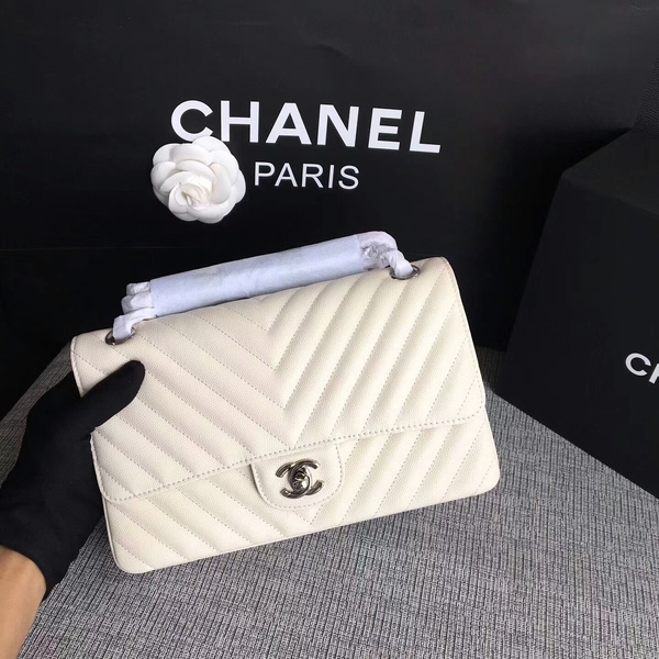 Chanel Flap Shoulder Bags White Original Calfskin Leather CF1112 White