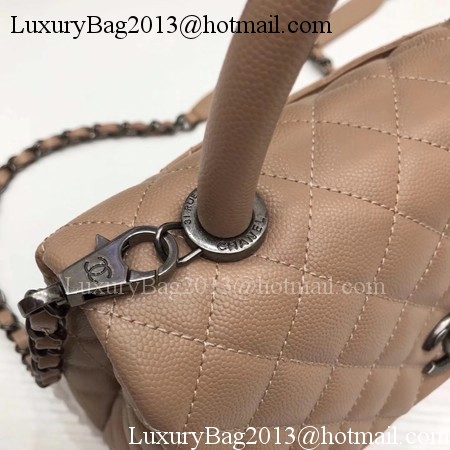 Chanel Classic Top Handle Bag Apricot Original Leather A92991 Silver