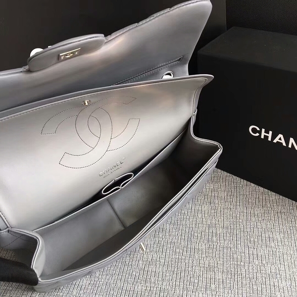 Chanel Flap Shoulder Bags Grey Original Lambskin Leather CF1113 Silver