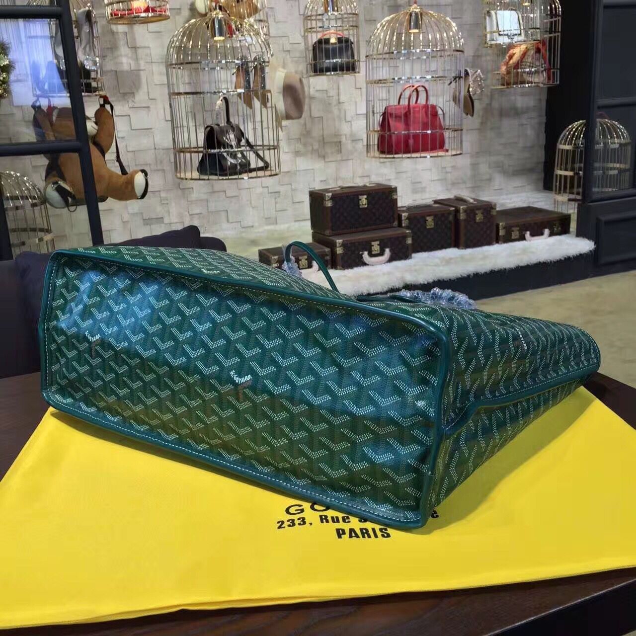 Goyard Y Doodling Calfskin Leather Tote Bag 7901 Green