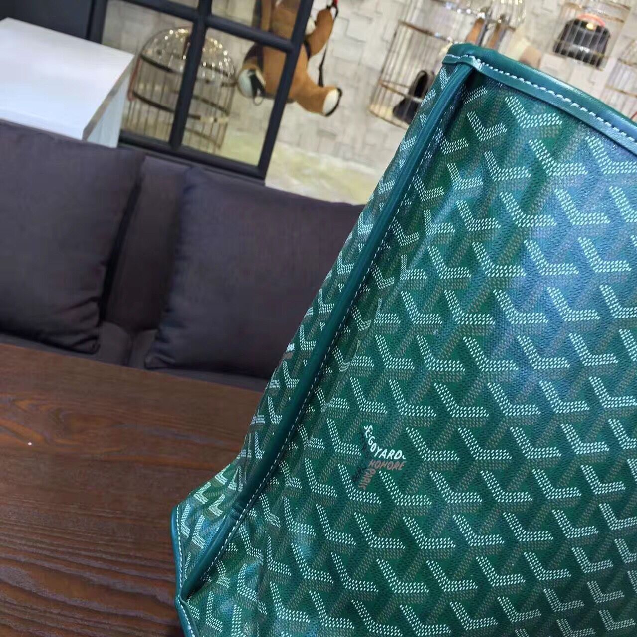 Goyard Y Doodling Calfskin Leather Tote Bag 7901 Green