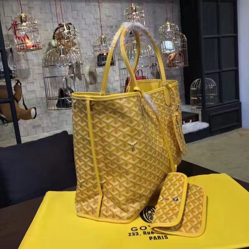 Goyard Y Doodling Calfskin Leather Tote Bag 7901 Yellow