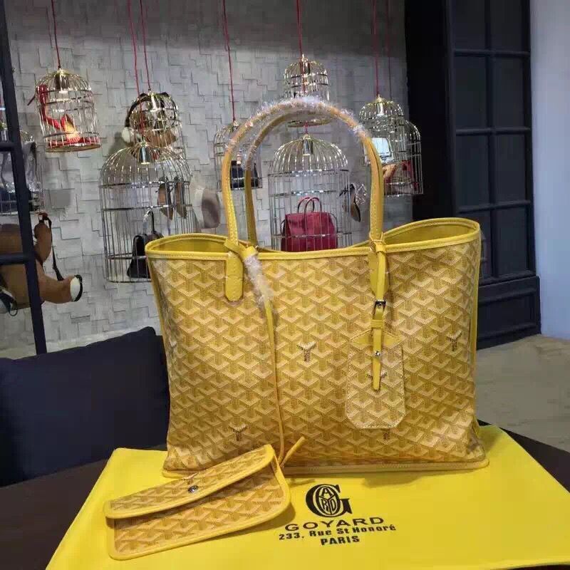 Goyard Y Doodling Calfskin Leather Tote Bag 7901 Yellow