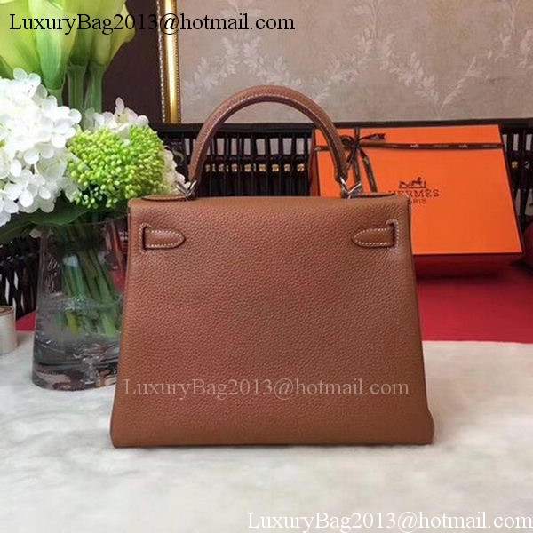 Hermes Kelly 32cm Shoulder Bag Wheat TOGO Leather KY32 Silver