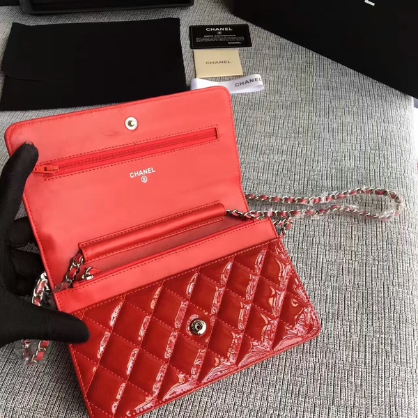 Chanel WOC Flap Bag Patent Leather A33814C Red