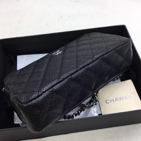 Chanel Shoulder Bag Black Cannage Pattern Leather CHA6845 Silver