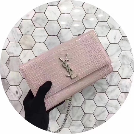 Saint Laurent mini Croco Leather Cross-body Shoulder Bag Y2811 Pink