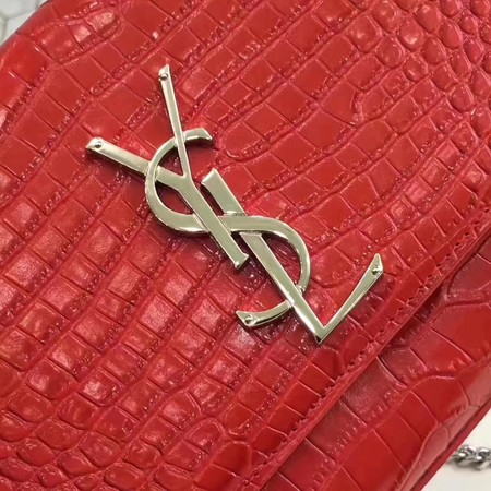 Saint Laurent mini Croco Leather Cross-body Shoulder Bag Y2811 Red