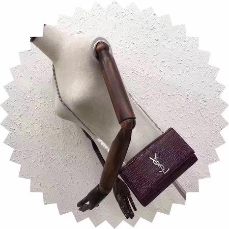 Saint Laurent mini Croco Leather Cross-body Shoulder Bag Y2811 Wine