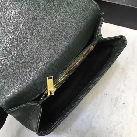 YSL Classic Monogramme Green Leather Flap Bag Y392737 Gold