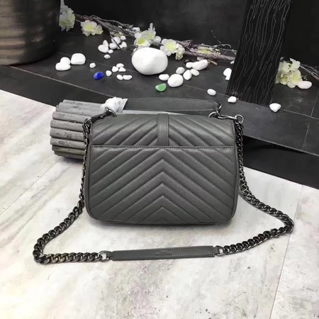 YSL Classic Monogramme Grey Leather Flap Bag Y392737 Silver