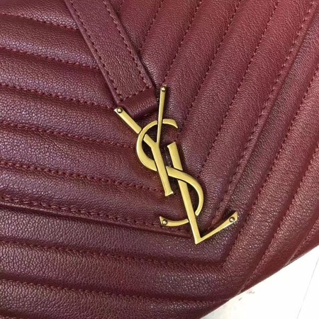 YSL Classic Monogramme Red Leather Flap Bag Y392737 Gold