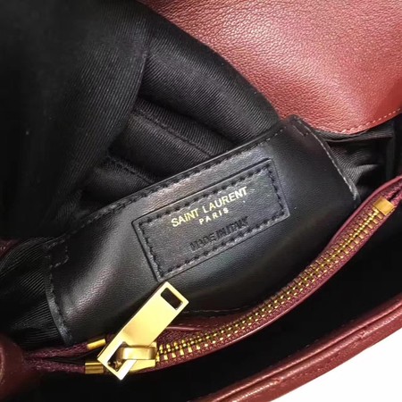 YSL Classic Monogramme Red Leather Flap Bag Y392737 Gold
