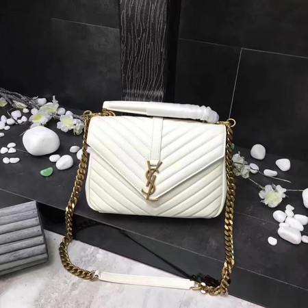 YSL Classic Monogramme White Leather Flap Bag Y392737 Gold