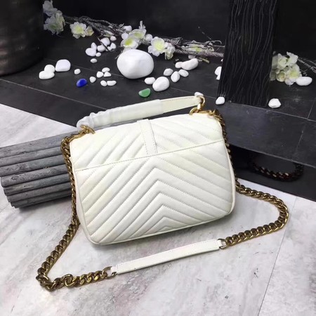 YSL Classic Monogramme White Leather Flap Bag Y392737 Gold