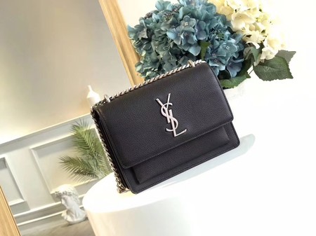 Yves Saint Laurent Leather Cross-body Shoulder Bag Y8004 Black