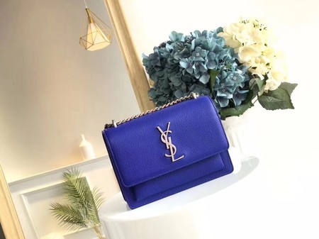 Yves Saint Laurent Leather Cross-body Shoulder Bag Y8004 Blue