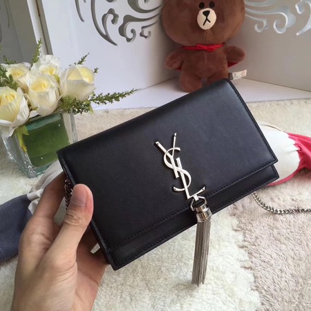 Yves Saint Laurent Leather Cross-body Shoulder Bag Y8011 Black