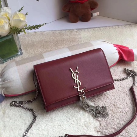 Yves Saint Laurent Leather Cross-body Shoulder Bag Y8011 Wine