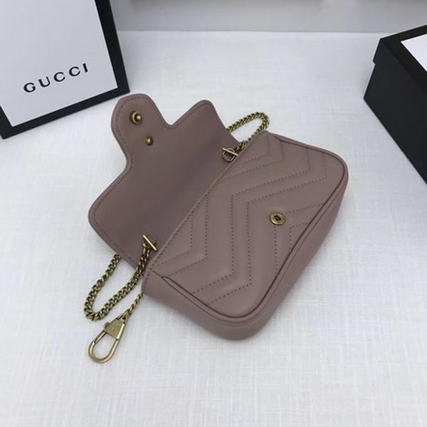 Gucci GG Marmont Matelasse Leather Super Mini Bag 476433 Pink