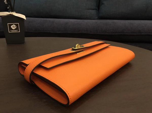 Hermes Kelly Epsom Leather Wallet H4086 Orange