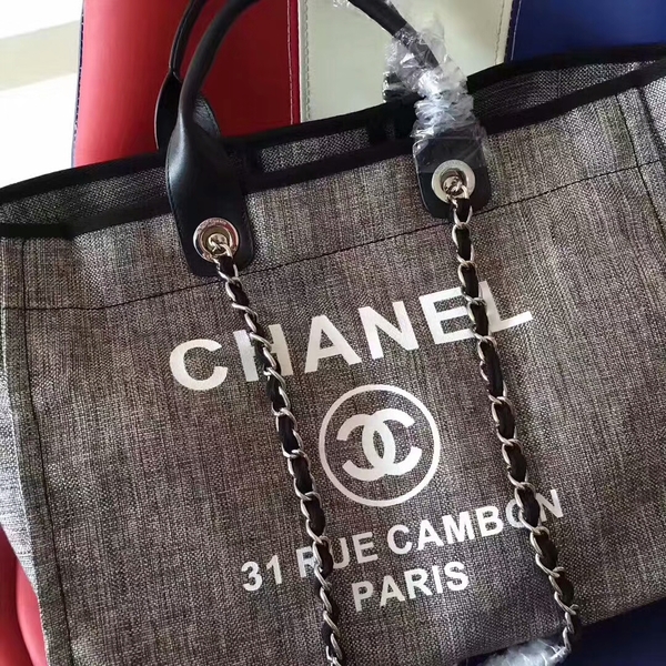 Chanel Deauville Tote Bag Original Canvas Leather A68047-3