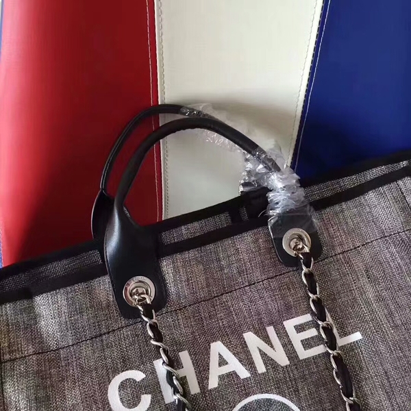 Chanel Deauville Tote Bag Original Canvas Leather A68047-3