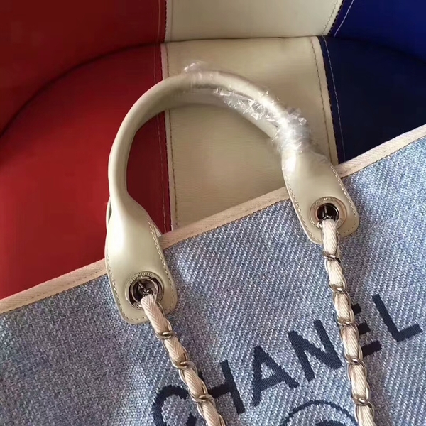 Chanel Deauville Tote Bag Original Canvas Leather A68047-8