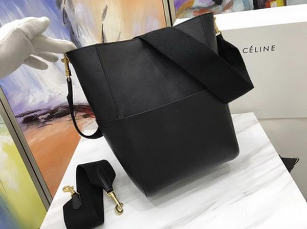 CELINE Sangle Seau Bag in Calfskin Leather C3369 Black