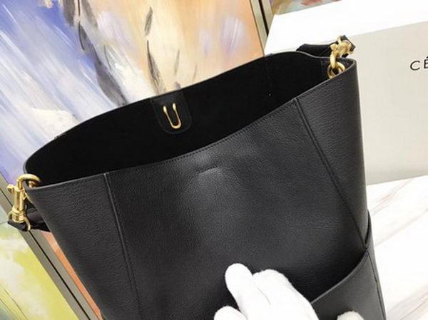 CELINE Sangle Seau Bag in Calfskin Leather C3369 Black