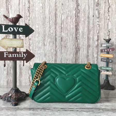 Gucci GG Marmont Matelasse Leather Shoulder Bag 443497 Green