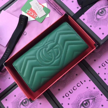 Gucci GG Marmont Continental Wallet 443436 Green