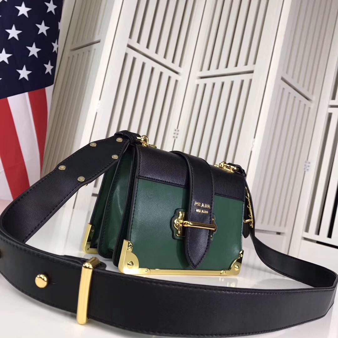 PRADA Shoulder Flap Bag Original Leather P2312 Green