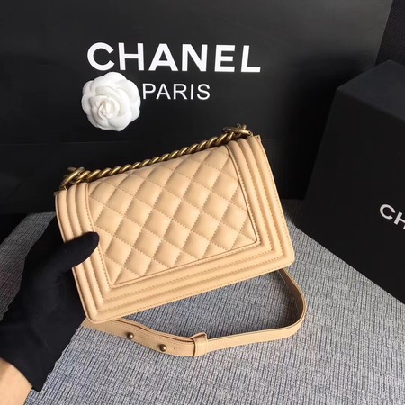 Boy Chanel Flap Shoulder Bag Sheepskin Leather A67085 Apricot