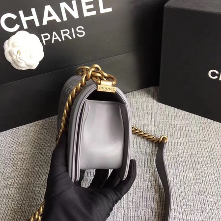 Boy Chanel Flap Shoulder Bag Sheepskin Leather A67085 Grey